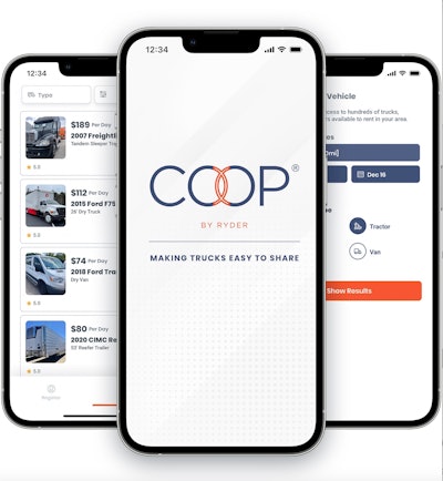 Ryder COOP app truck rentals
