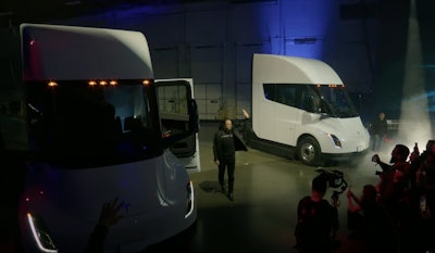 Tesla CEO Elon Musk bobtailed a Semi to the stage at Thursday night's delivery event.