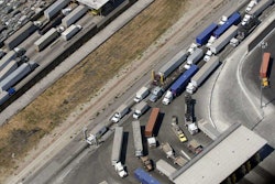 Trucks at Mexico border crossing