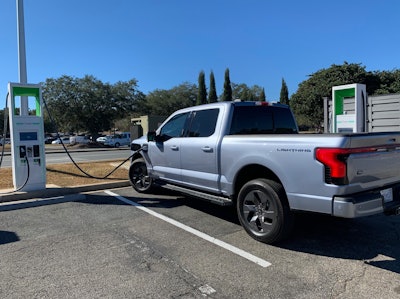 Reclaiming our range proved to be an ongoing and interesting theme. This Electrify America DC fast-charger in Tallahassee, Fla. got us up to 283 miles following a max 90% charge. More on charging in the next story.