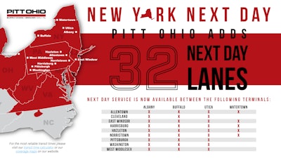 Pitt Ohio next-day lanes New York