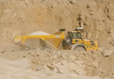 Pronto's partners include Bell Trucks America. An articulated dump truck with Pronto's camera-based autonomous driving technology is shown above.