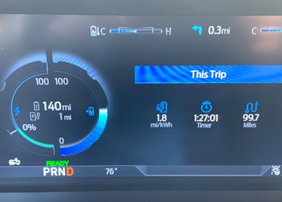 2022 Ford F-150 Lightning range gauge
