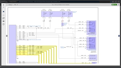 The new wire-to-wire jump feature allows users to navigate from one wiring diagram to another, following the wire which they were interested in, without exiting the initial view opened in TruckSeries for the job they are working on.