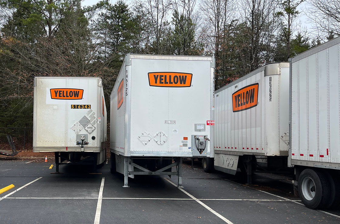 Yellow semi trailers