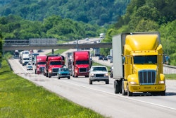 Semi trucks in traffic