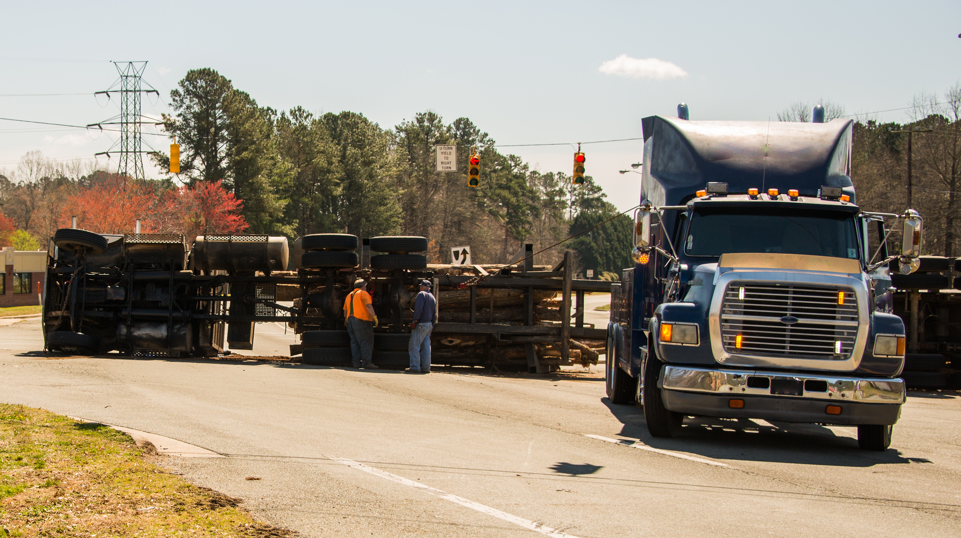 truck rolled over on the road