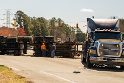 truck rolled over on the road