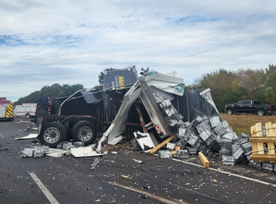 This truck from Meiborg Brothers Trucking was demolished after being slammed from behind by another tractor-trailer a few months ago in Houston on Interstate 69. The driver that slammed into the back of the truck was killed while the driver in the Meiborg truck was not injured. Meiborg President and CEO Zach Meiborg thinks the outcome may have different if their truck had been equipped with pulsing brake lights which provide greater visibility.