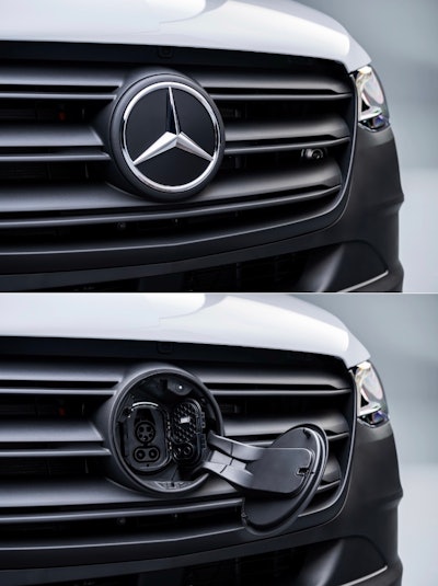 Mercedes-Benze eSprinter charging port front grille