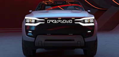 front grille LED lights Ram 1500 Revolution concept electric pickup truck
