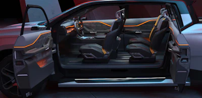 Ram 1500 Revolution interior saloon style side doors open