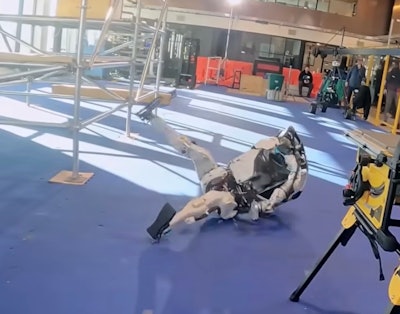 What goes up, must come down and that includes a robot at Boston Dynamics that took on and eventually conquered a scaffold obstacle course of sorts. Videos below show a gag reel and the scene where the robot emerges victorious.