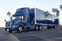 Zeems Solutions in Inglewood, Calif. is leasing electric trucks, including this electric Volvo VNR, to Kuehne+Nagel's vendors at Los Angeles International Airport. Zeems handles truck charging, maintenance, service, subsidies and even wrapped the trucks with Kuehne+Nagel's branding.