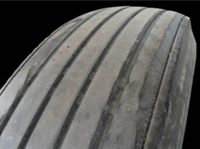 camber wear on a commercial truck tire