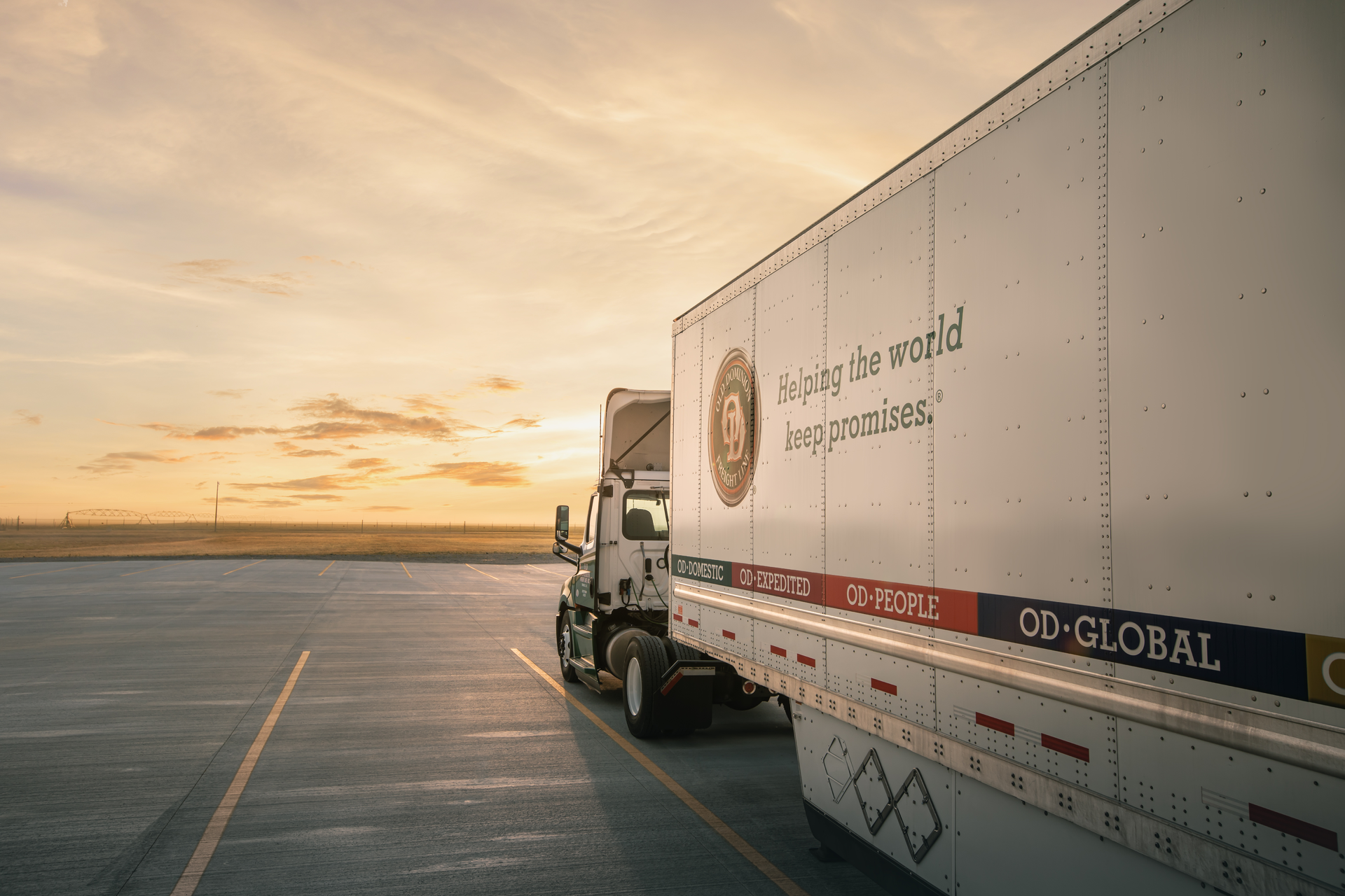 Old Dominion truck at sunset