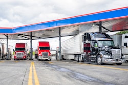 trucks at the fuel island