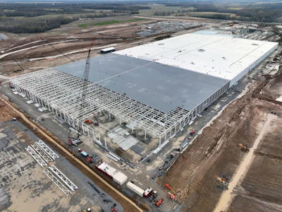Construction is underway at BlueOval City where Ford's next electric truck, nicknamed Project T3, will be produced at a rate of 500,000 units per year.