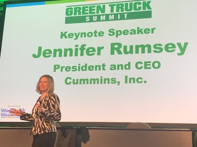 Cummins President and CEO Jennifer Rumsey speaking at Green Truck Summit