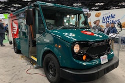 An electric prototype of Morgan Olson's C250 delivery van was unveiled today at Work Truck Show.