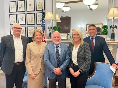 Pictured are Gregg Troian, PGT Trucking; Senator Shelly Moore Capito (R-WV); Ron Faherty, ARL Transport; Jennifer Recker, US 1; Mike Joyce, TIE