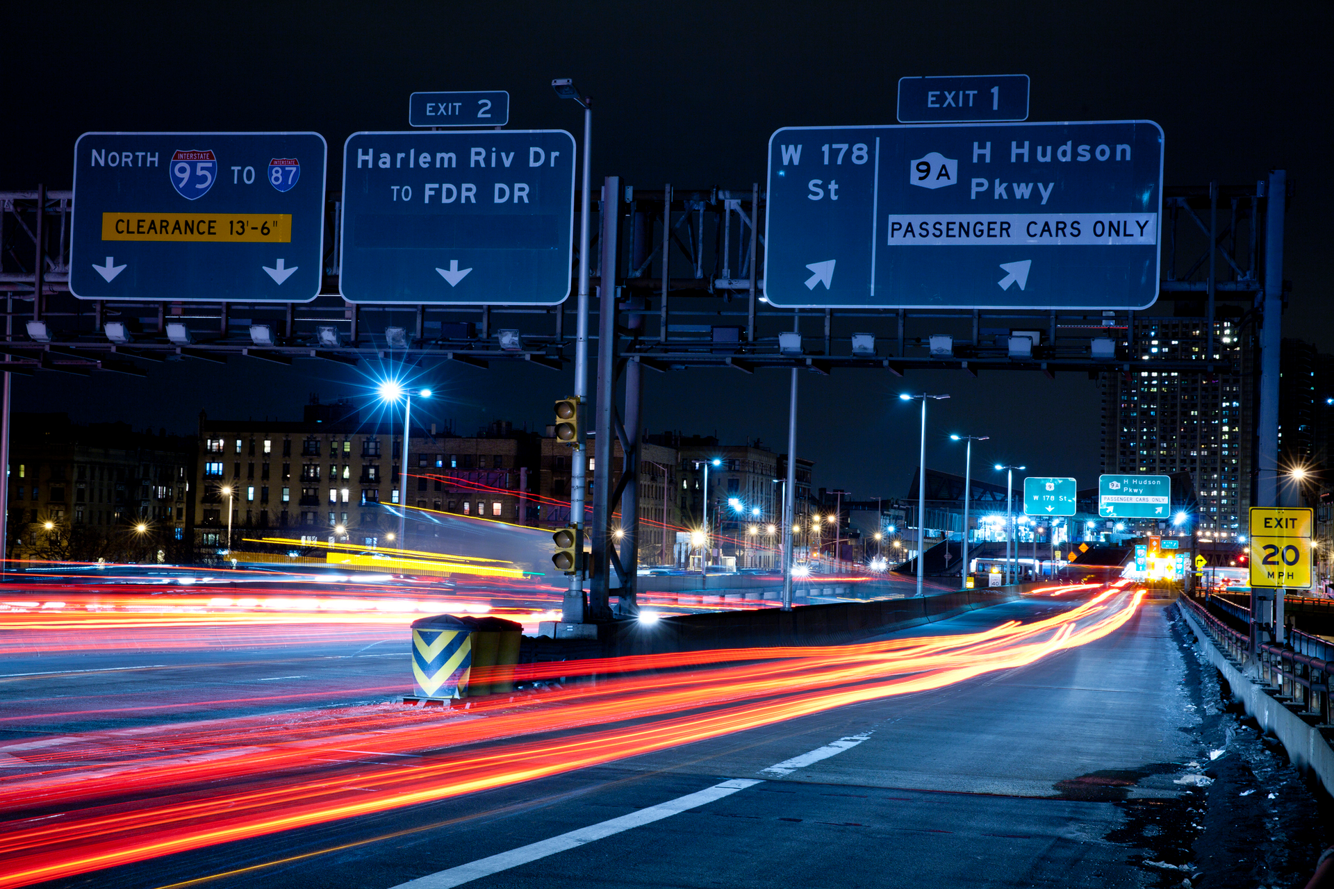 traffic moving at night