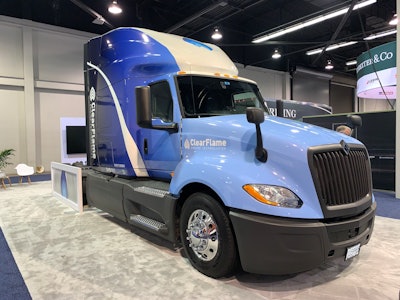 ClearFlame display at the 2023 Advanced Clean Transportation Expo in Anaheim, Calif.