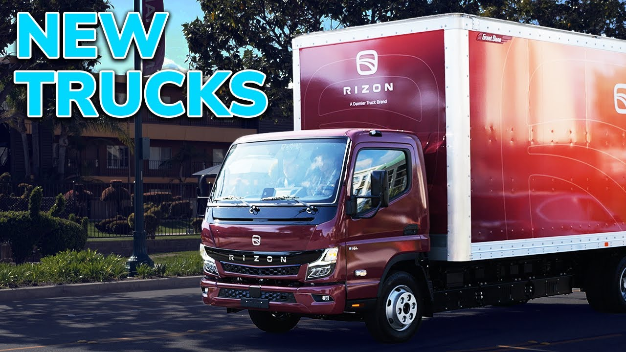 Red Rizon electric truck with new trucks text