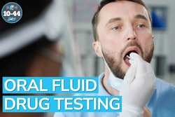 CCJ's 10-44 Oral Fluid Drug Testing Youtube thumbnail with man getting his mouth swabbed