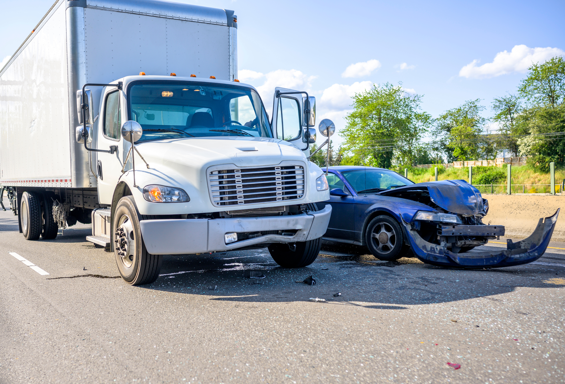 box truck in an accident with a car