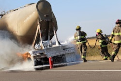 Tanker truck and brake fire