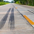 truck skid marks on the road