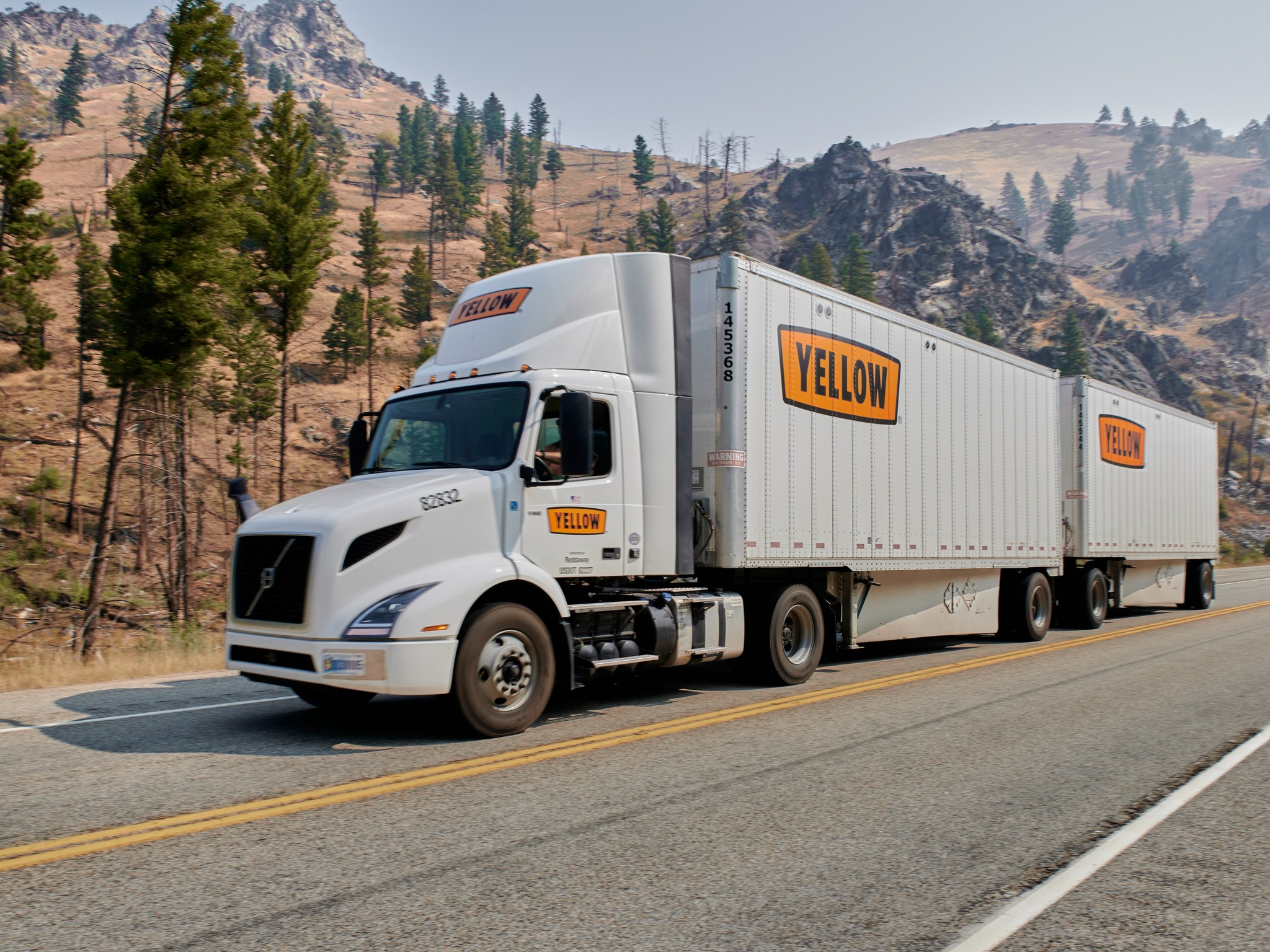 Yellow semi truck