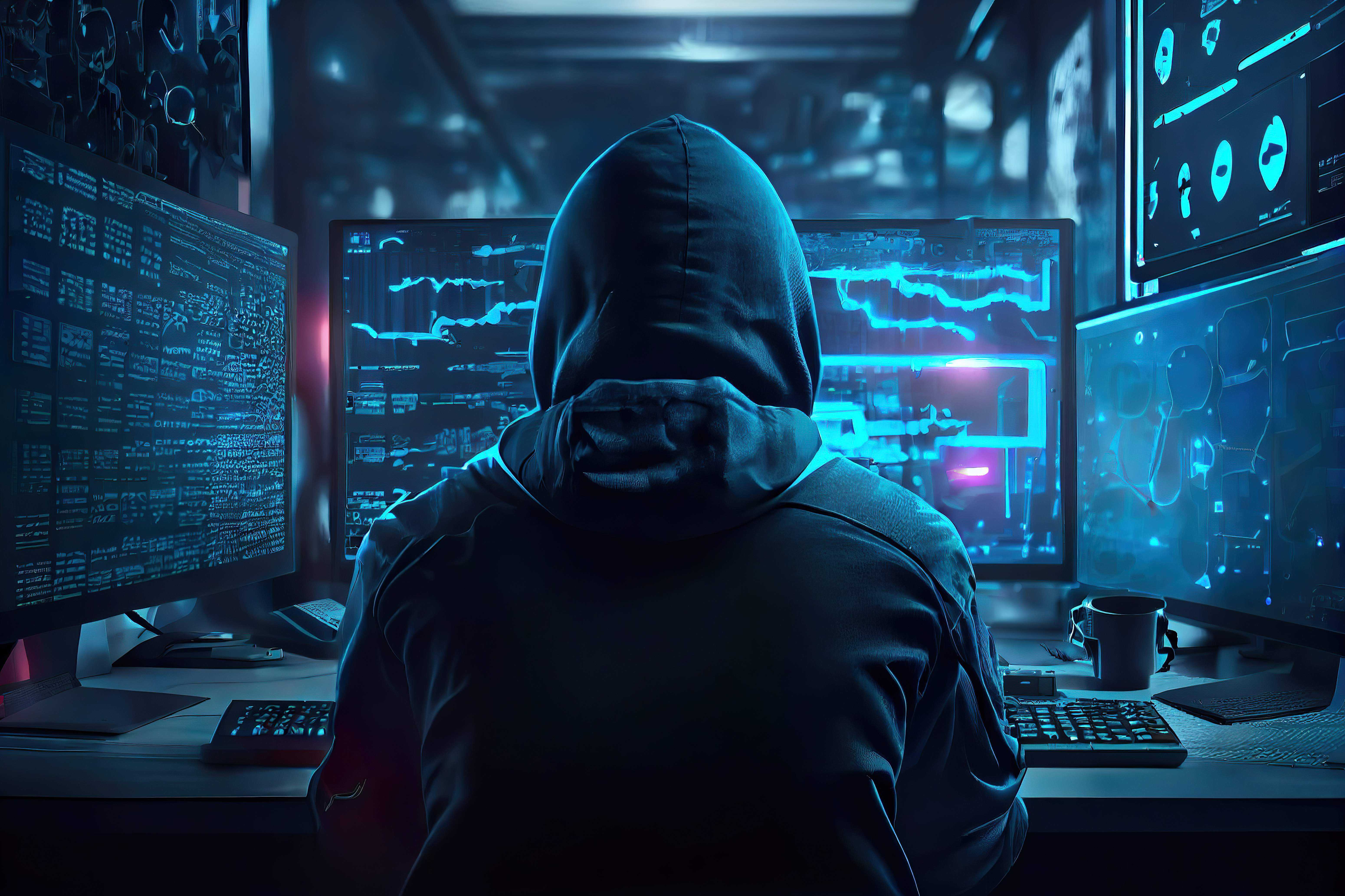 computer hacker at a computer