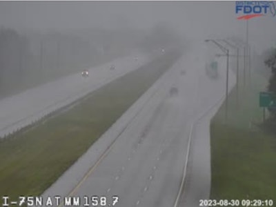 A traffic cam from the Florida Department of Transportation shows Interstate 75 on Wednesday morning at 9:29 a.m. EST not long after Hurricane Idalia made landfall.