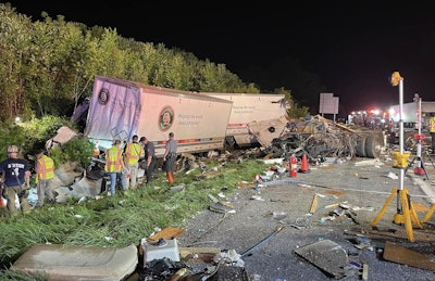 Crashed semi truck