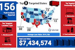 Map of cargo thefts in U.S.