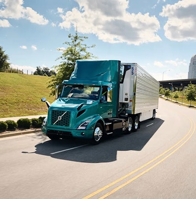 Volvo Trucks advertises their VNR Electric with an improved range of 275 miles and a 90-minute DC fast charge to bring the battery to 80% capacity.