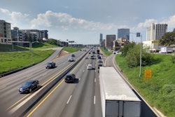 Truck on highway from overpass