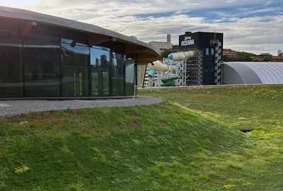 The green rooftop at World of Volvo
