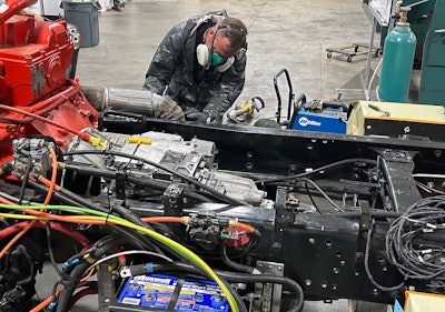 Matt Greene, owner of Reaper Custom Fabrication in King, N.C., is very hands-on with his work. Here he is seen routing exhaust.