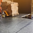 unloading a truck with a pallet jack