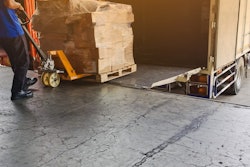 unloading a truck with a pallet jack