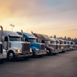 a line of semi trucks