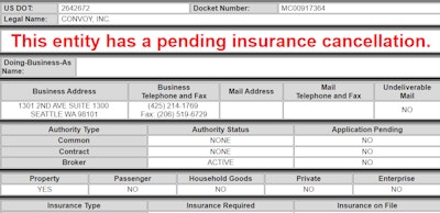 Convoy's profile in the L&I public portal