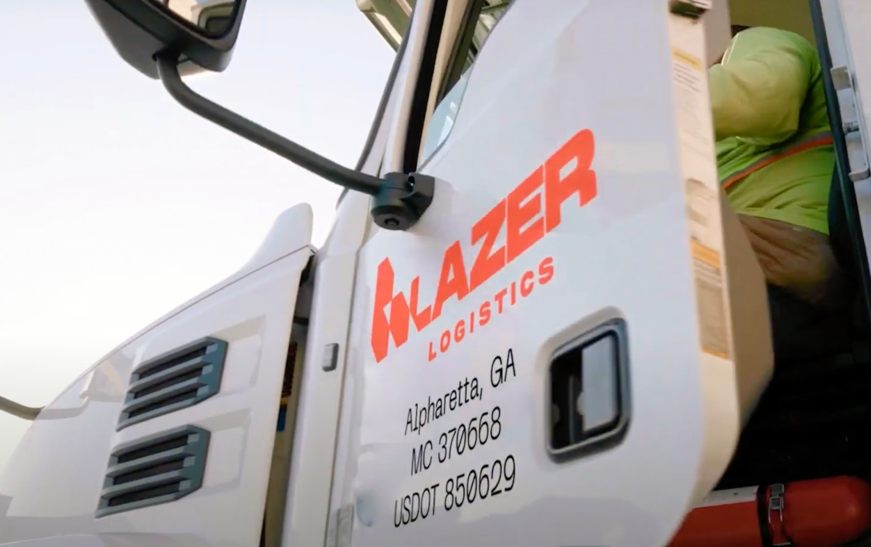 Door of a Lazer Logistics truck