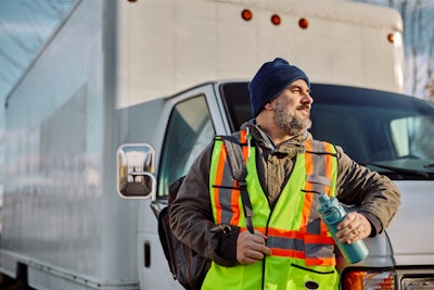 truck driver drinking water