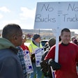 Striking UAW members at Mack facilities