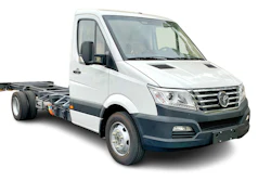 A white cab and chassis from GreenPower.