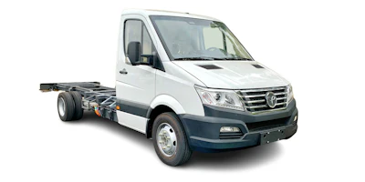 A white cab and chassis from GreenPower.